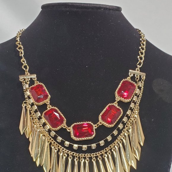 Bijou drive red gold rhinestone necklace - Picture 7 of 8